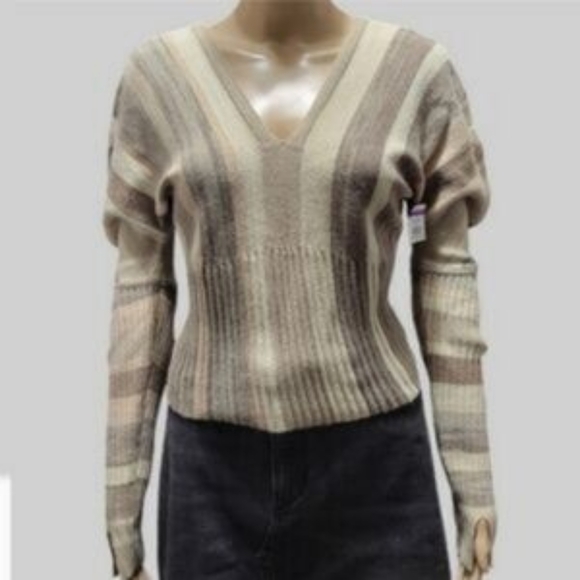 Jonathan Simkhai Long Sleeve Knit Striped Wool Blend - Picture 1 of 8